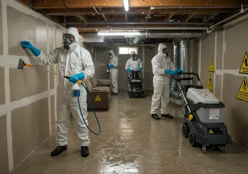 Basement Moisture Removal and Structural Drying process in Walker, LA